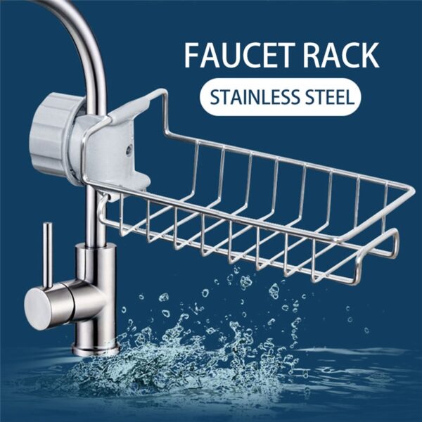 Stainless Steel Kitchen Faucet Sink Storage Rack Drain Basket Shower Rod Rack bathroom stuff storage strong 5