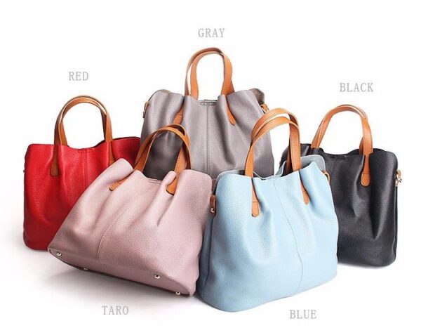 genuine leather handbags head layer cowhide litchi grain women handbags fashion portable shoulder messenger bags composite bags