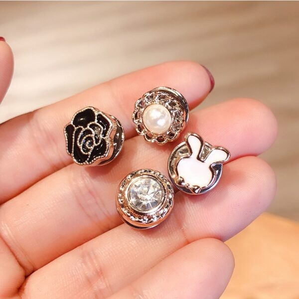 10pcs lot Imitation Pearl Circle Brooch Pins PU Button Women Trendy Metal Sweater Collar Hijab Pin 3