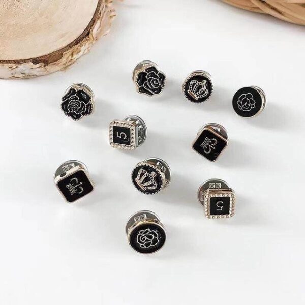 10pcs rota Imitation Pearl Circle Brooch Pins Pu Button Women Trendy Metal Sweater Kara Hijab