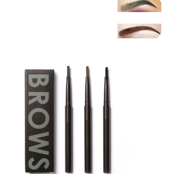 3 Colors Brand Eyebrow Automatic Eye Brow Pen Pigments Black Brown Natural Waterproof Tattoo Eyebrows Pencils 3 1