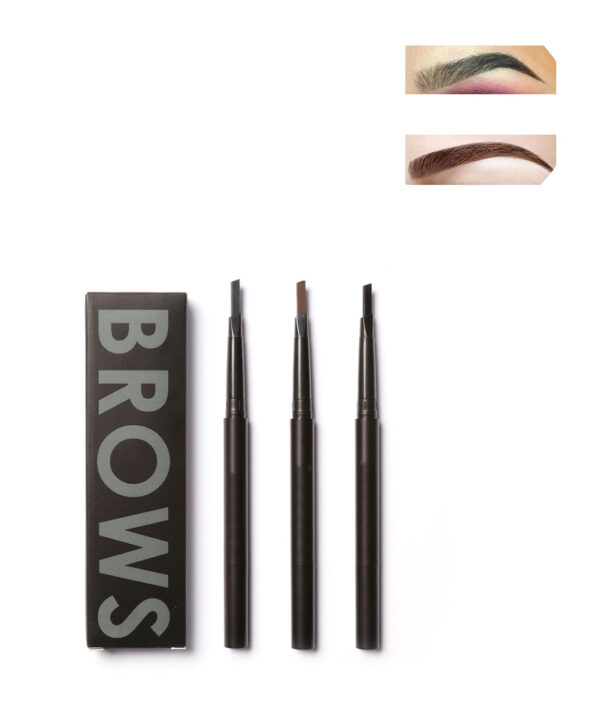 3 Colors Brand Eyebrow Automatic Eye Brow Pen Pigments Black Brown Natural Waterproof Tattoo Eyebrows Pencils 3 1