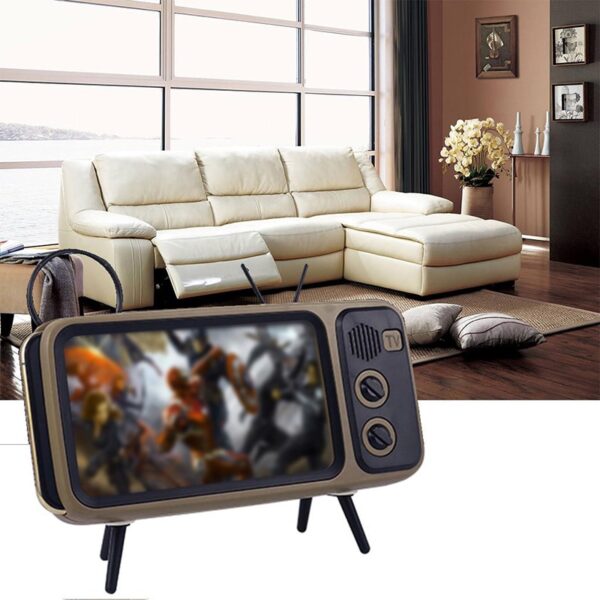 3 In 1 Wireless Peaker Retro TV Mini Portable Bluetooth Bass Speaker Mobile Phone Holder Speaker 5