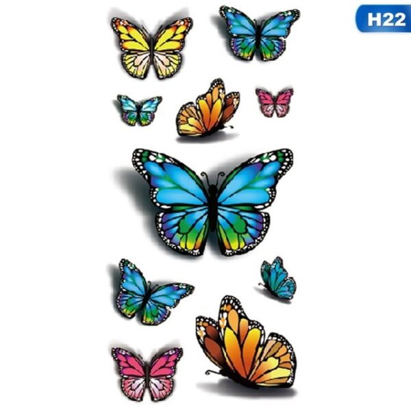 3D Butterfly Tattoo Decals Body Art Decal Flying Butterfly Waterproof Paper Temporary Tattoo Fruit Animal Flower 21.jpg 640x640 21