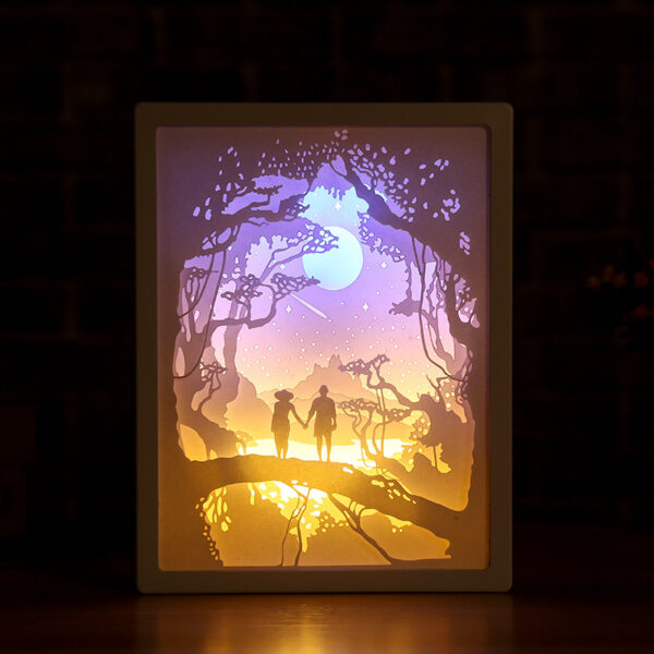 3D-papierkerf-naglampe LED-tafellamp Slaapkamer-bednaglig Kersfees Halloween-gekerfde dekor 5