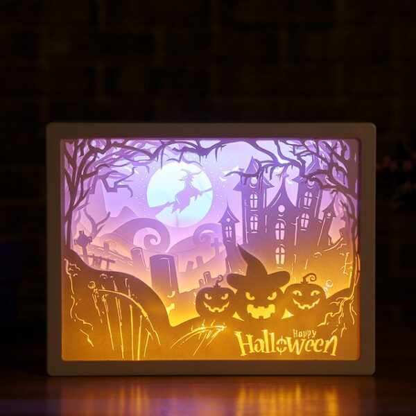 3D Hârtie sculptură Luminile de noapte LED Lampă de masă Dormitor Noptiere Luminile de noapte Crăciun Halloween Decor sculptat 7.jpg 640x640 7