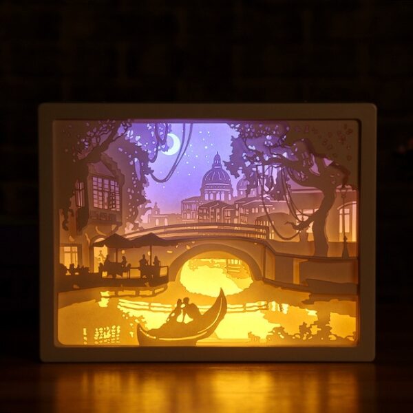 3D Paper Carving Night Lights LED Tafellamp Slaapkamer Bed Night Night Lights Kersfees Halloween gekerf