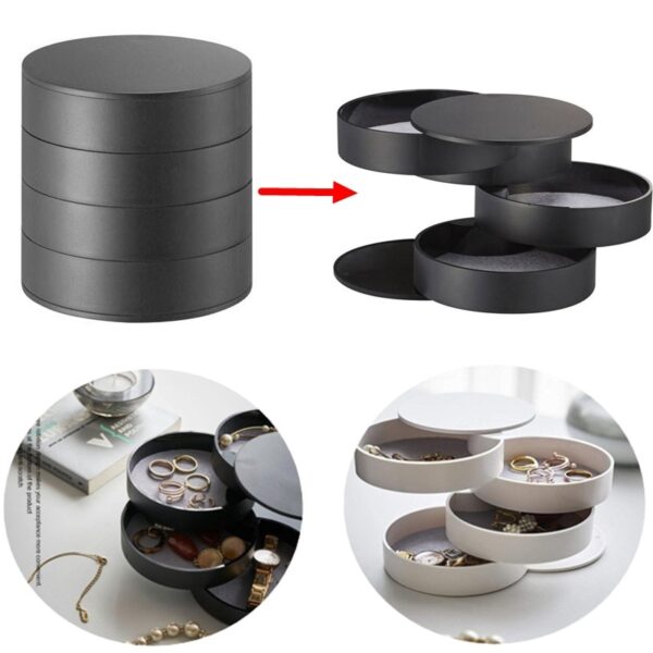 4 Layers Jewelry Storage Box 360 Degrees Rotary Holder Jewelry Organizer for Earrings Rubber Band Bracelet 1