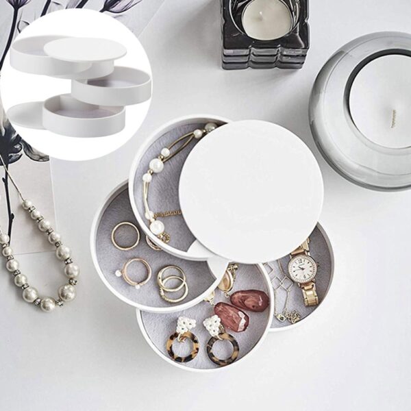 4 Layers Jewelry Storage Box 360 Degrees Rotary Holder Jewelry Organizer for Earrings Rubber Band Bracelet 3