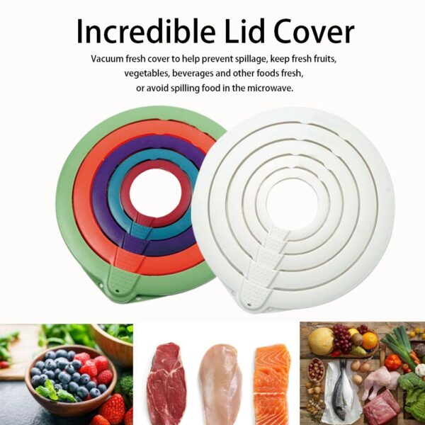 5PCS Vacuum Fresh keeping Cover Five piece Suit Incredible Lid Cover Food Preservation Cover 18cm Fresh 3