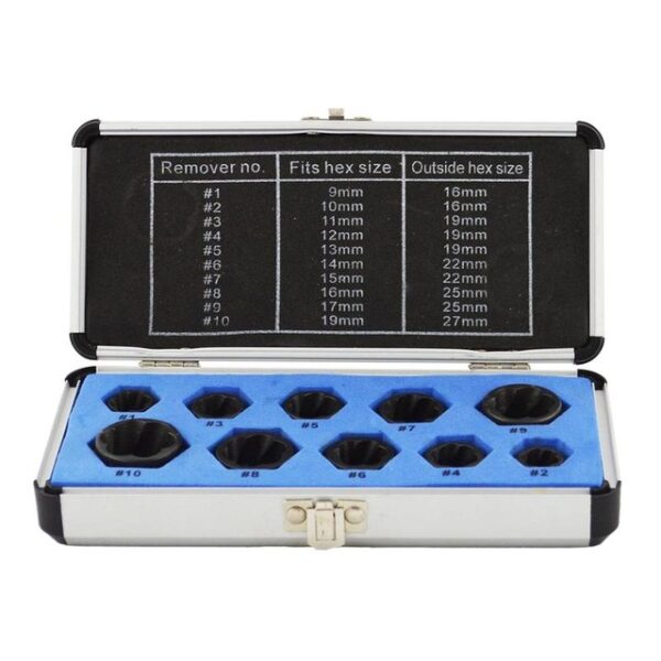 6 10pcs set Damaged Nut Bolt Remover Stud Extractor Set 9 19mm Broken Bolt Removal Kit 2.jpg 640x640 2