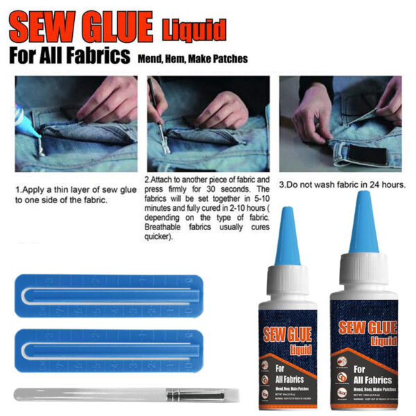 6Quick Bonding Fast Dry Sew Glue Liquid Reinforcing Adhesive Speedy Fix For Cotton Flannel Denim Leather 4 1