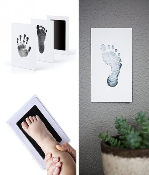 Įtrauktas „Clean Touch Ink Pad“ rankų pėdsakų formavimo aparatas kūdikių suvenyrams „Baby Handprint Footprint Photo Frame 2“