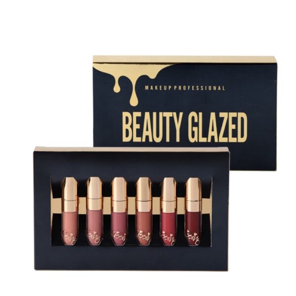 BEAUTY GLAZED 6 pcs Set Liquid Lipstick Lip Gloss Professional Makeup Matte Lipstick Lip Kit Long Lasting 5