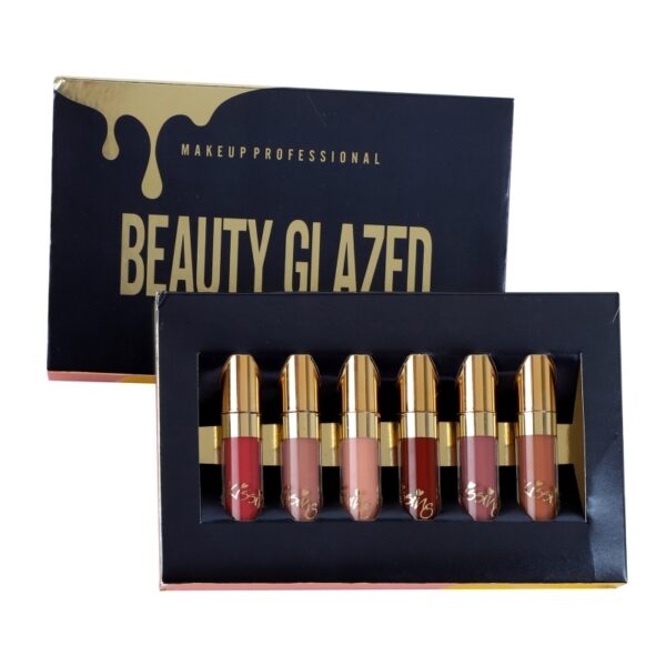 BEAUTY GLAZED Набір із 6 предметів Рідка помада Блиск для губ Професійний макіяж Матова помада Набір для губ Стійкий