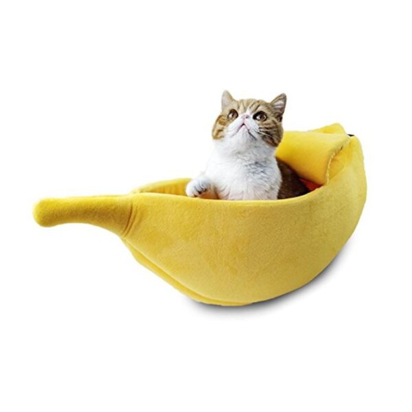 Banana Cat Bed House Cozy Cute Banana Puppy Cushion Kennel Warm Portable Pet Basket Supplies Mat 1
