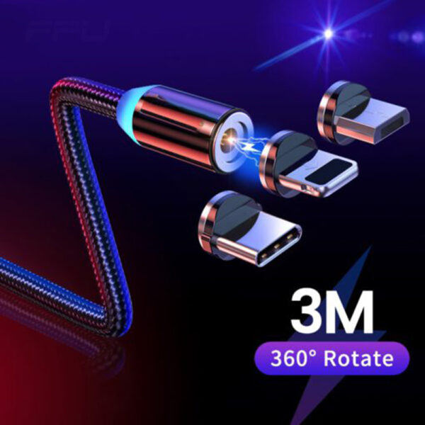 FPU 3m kabllo magnetike mikro USB për iPhone Telefon celular Samsung Android me karikim të shpejtë USB Lloji 510x510 1