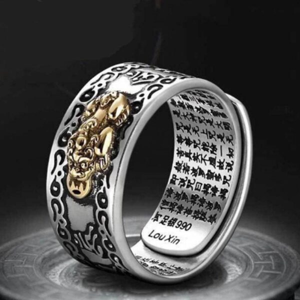 Phong thủy Pixiu Charms Ring Phụ nữ Bùa hộ mệnh Sự giàu có May mắn Mở có thể điều chỉnh Nhẫn Đàn ông Trang sức Phật giáo Nhẫn 1