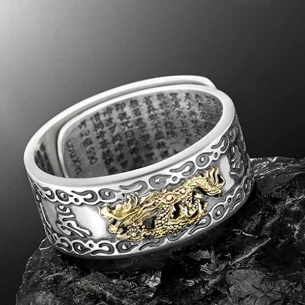 Phong thủy Pixiu Charms Ring Phụ nữ Bùa hộ mệnh Sự giàu có May mắn Mở có thể điều chỉnh Nhẫn Đàn ông Trang sức Phật giáo Nhẫn 2