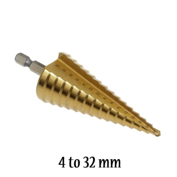 Metal Drill 4 12 20 32mm Step Drill Bit Spiral Flute HSS Steel Cone Titanium Coated 2.jpg 640x640 2