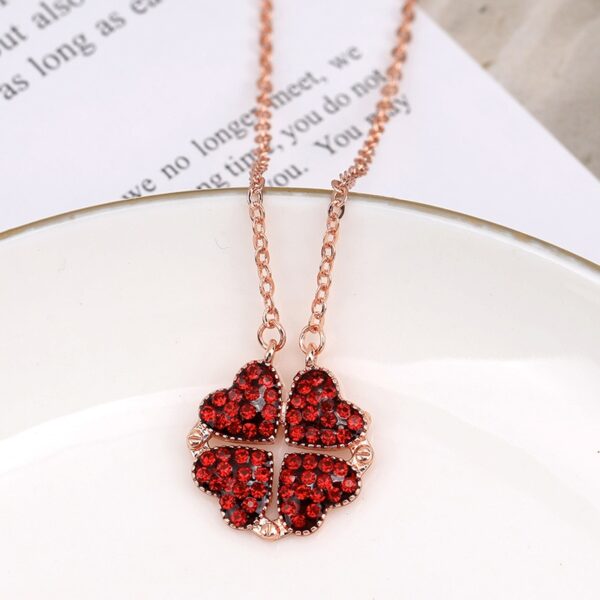 Necklace Heart shaped Crystal Necklace Chain Clavicle Sweater Chain Women Heart Rhinestone Can Open Pendant Jewelry 3