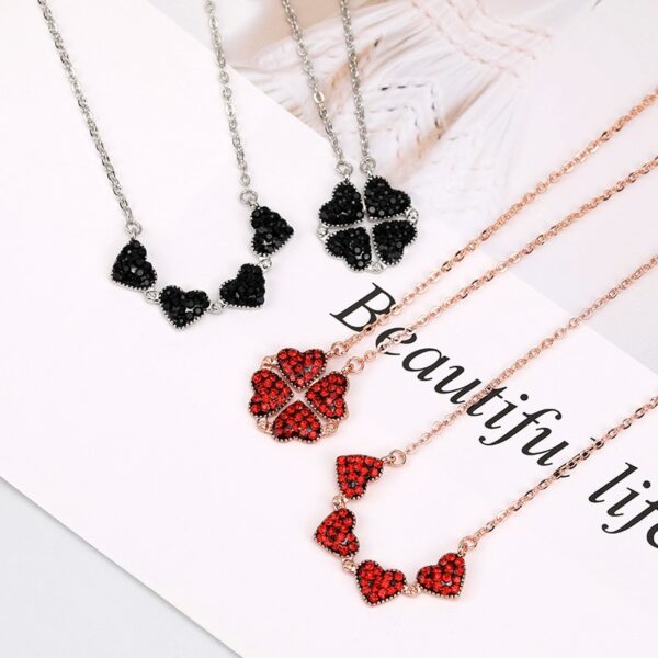 Necklace Heart shaped Crystal Necklace Chain Clavicle Sweater Chain Women Heart Rhinestone Can Open Pendant Jewelry