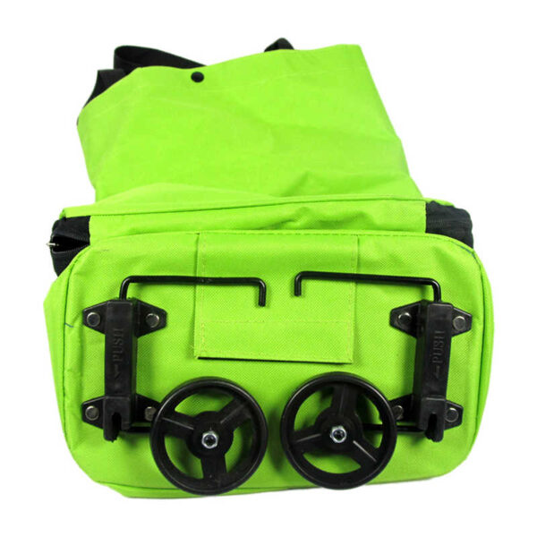 Bærbar handlevognpose med hjul Sammenleggbar vogn Rullende dagligvare grønn 8