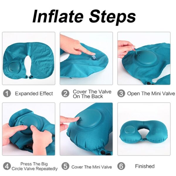 Portable U Shape Inflatable Travel Pillow Car Head Rest Air Cushion for Travel Office Nap Head 3