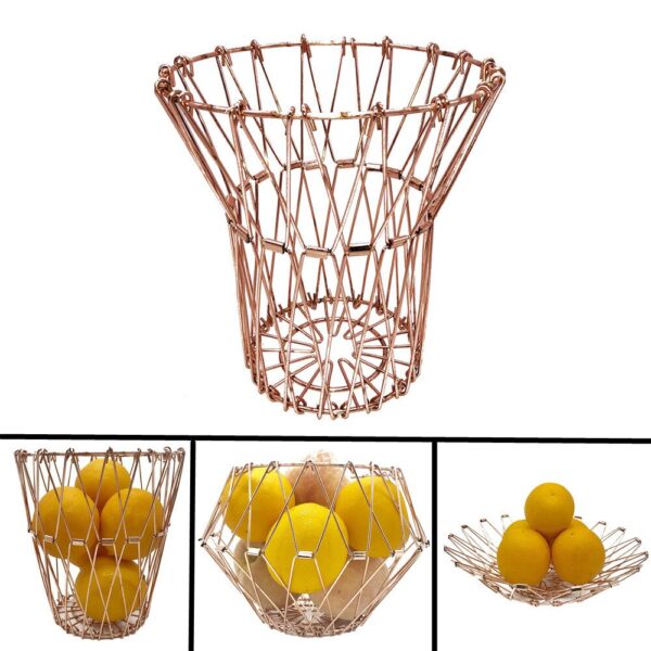 Reusable Tools Folding Fruit Basket Fruit Plate Multiple Shape Change Metal Storage Basket Home Kitchen Fruit