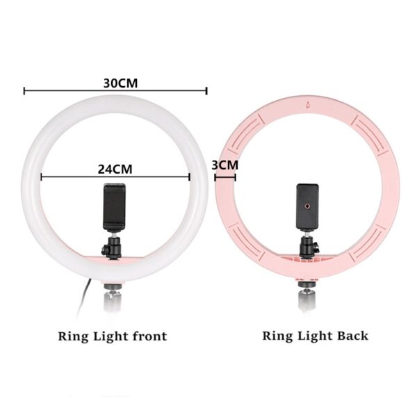 Tycipy LED Ring Light 2700K 5500K 24W Photo Studio 12 Light Photography Dimmable Video for Smartphone 2