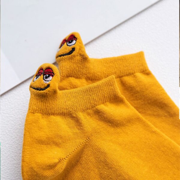 Wahine Socks Kawaii Embroidered Expression Happy Fashion Ankle Funny Socks Women short Cotton harajuku art cute 4