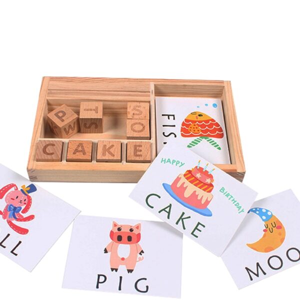 Wooden Cognitive Puzzle Cards Cardboard Bag-ong Baby Educational Dulaan Pagkat-on English Wooden Baby Montessori Materials Math 1