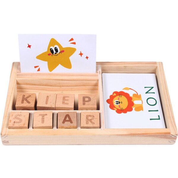 Wooden Cognitive Puzzle Cards Cardboard New Baby Educational Toys Learning English Wooden Baby Montessori Materials Math 2