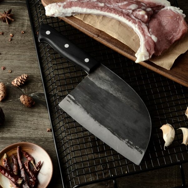 XYj Hangaia-a-ringatia Hainamana Butcher Kitchen Knife High Carbon Steel Chef Knives Bone Chopper Full Tang 3