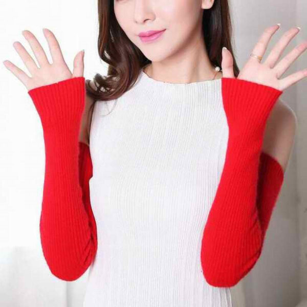 YUNSHUCLOSET Hot Sales women s Cashmere knitted female gloves 40cm 50cm 60 cm long arm Mittens 1 1