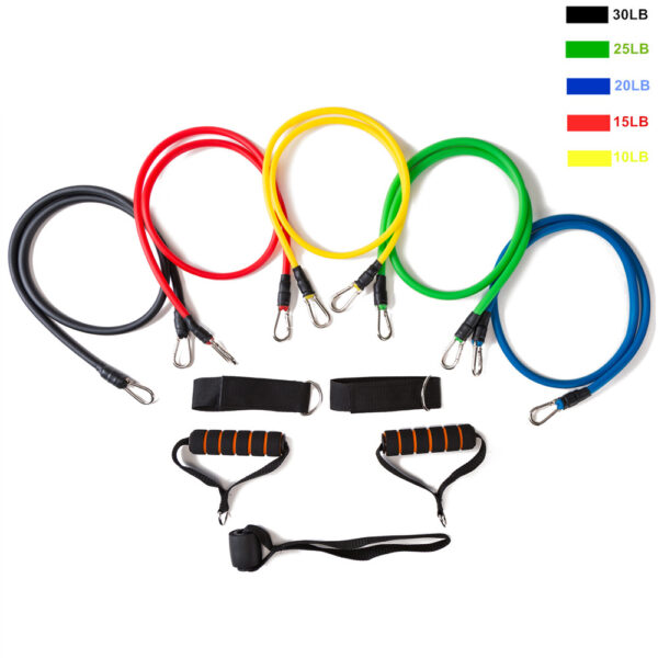11Pcs Set Resistance Bands Workout Exercise Training Tube Pull Rope Rubber Expander Elastic Bands For Fitness