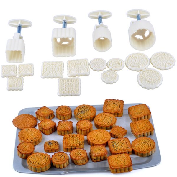 16Pcs set Flower Mooncake Mold DIY Hand Pressure Fondant Moon Cake Biscuits Molds Mid autumn Festival 3