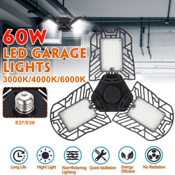 60W 6000LM 144psc Led Deformable Lamp Garage light AC170 265V LED Mining Lamps for Garage Attic