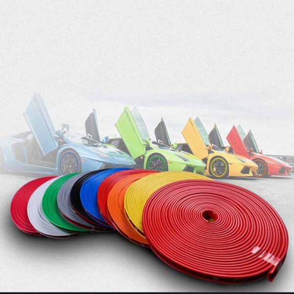 8M Roll Rimblades Car Vehicle Color Wheel Rims Protectors Decor Strip Tire Guard Line Rubber Moulding 2