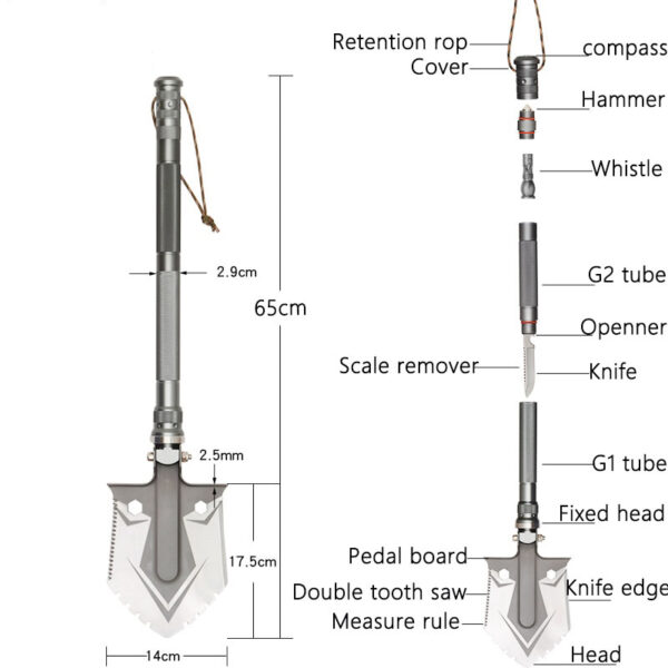 ALMIGHTY EAGLE Professional outdoor survival Tactical Multifunctional Shovel folding Tool Hiking camping equipment Army tools 3