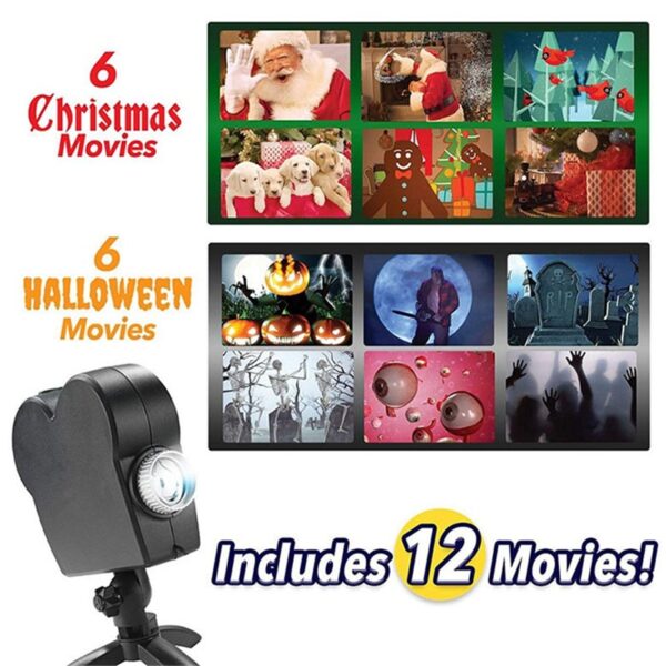 Božićni Noć vještica laserski projektor 12 filmova Mini prozor Kućno kino projektor Unutrašnji vanjski Wonderland projektor za