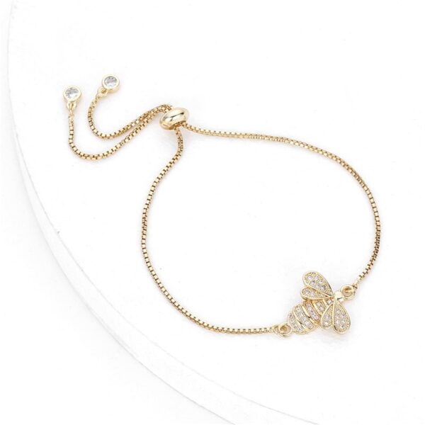 Cute Cubic Zirconia Bee Charm Bracelets for Women Gold Chain Crystal Bracelet Adjustable Animal Femme Jewelry 2