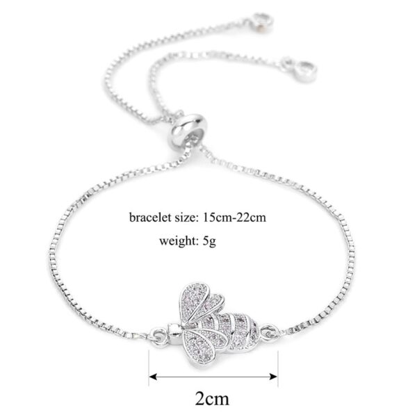 Cute Cubic Zirconia Bee Charm Bracelets for Women Gold Chain Crystal Bracelet Adjustable Animal Femme Jewelry 3