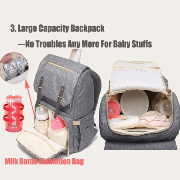 Diaper Bag USB Baby Nappy Bag Mummy Daddy Backpack Large Capacity Waterproof Casual Laptop Bag Rechargeable 1