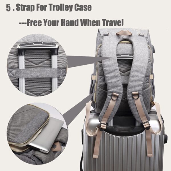 Diaper Bag USB Baby Nappy Bag Mummy Daddy Backpack Large Capacity Waterproof Casual Laptop Bag Rechargeable 2