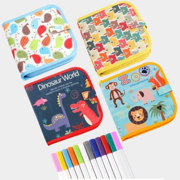 Drawing board kids Portable drawing set for kid Soft Graffiti Erasable Drawing Animal Picture Book DIY