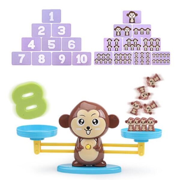 Early Childhood Education Tools Monkey Mathematical Balance Digital Addition Counting Teaching for Children Family Table Game 3