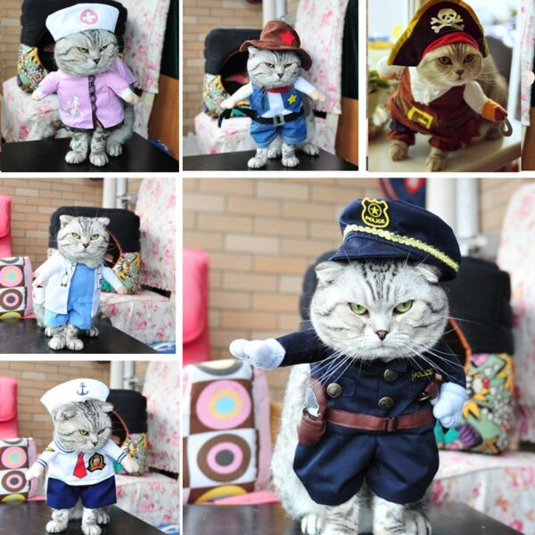 Funny Cat Clothes Pirate Suit Clothes For Cat Costume Clothing Corsair Halloween Clothes Dressing Up Cat 3