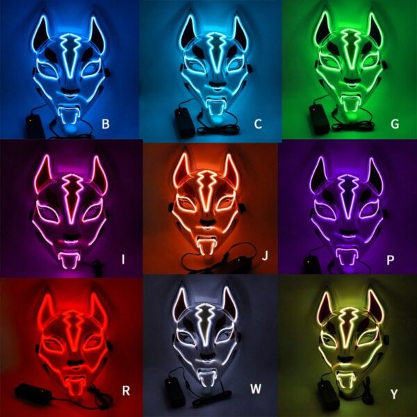 Halloween Fox Glow Mask Masquerade Party Adult Cosplay Mask Face Cat Face Led Carnival Night Masks Dress 2