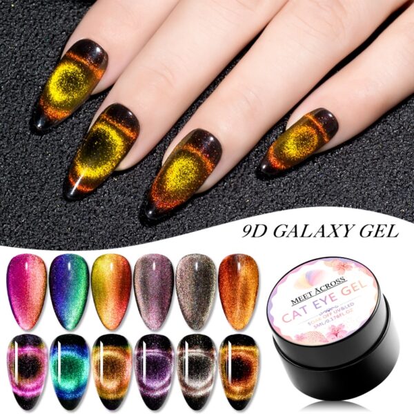 MÖT ACROSS 9D Galaxy Magnetic Gel Nagellack Långvarigt Glänsande Chameleon Cat Eye Nail Art 1